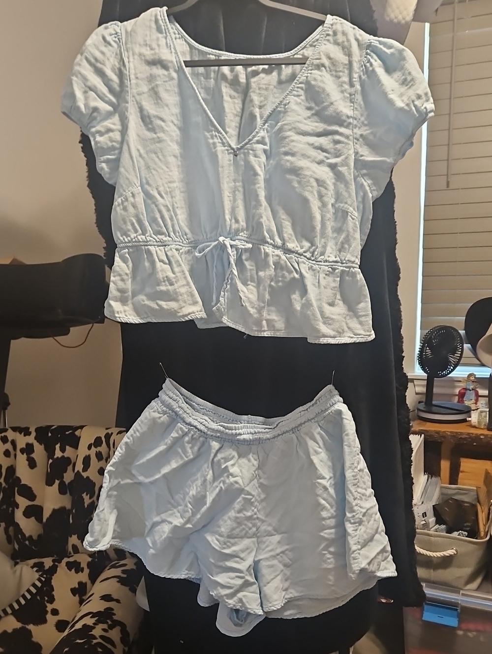 Adore Me Light Blue Pajama Set - Short Sleeve Top & Shorts